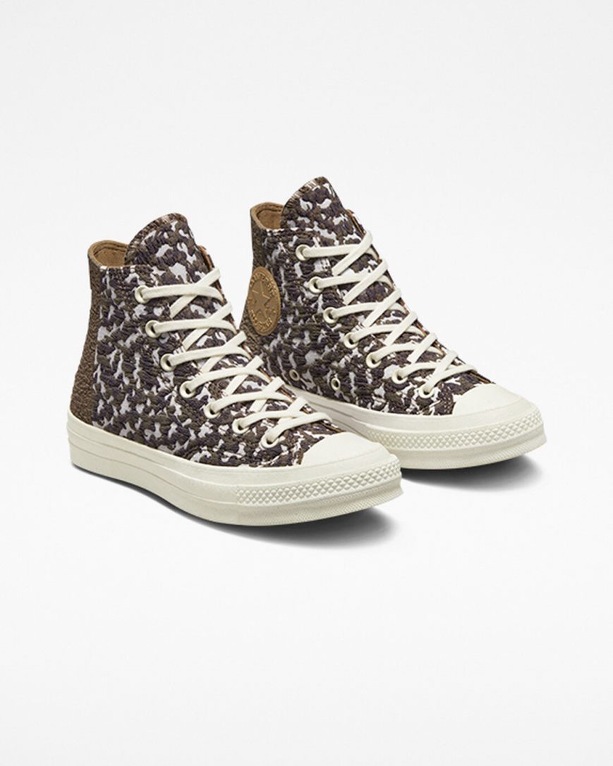Converse Chuck 70 Split Upper Jacquard Camo Høye Sko Dame Brune Mørke | 138KRSTGP