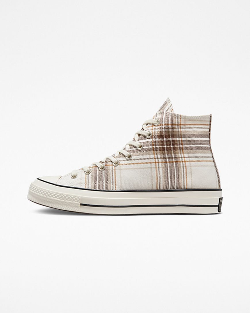 Converse Chuck 70 Tartan Høye Sko Dame Beige Svarte | 432YGTDER
