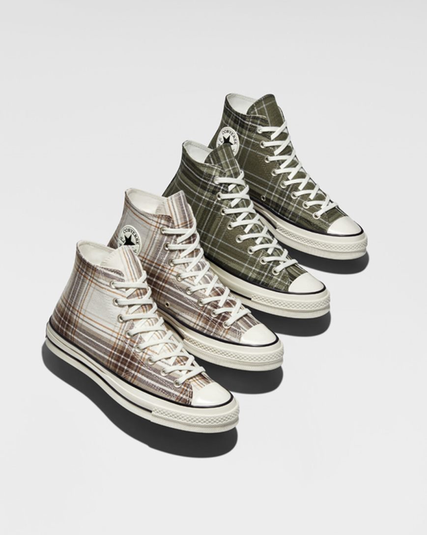 Converse Chuck 70 Tartan Høye Sko Dame Beige Svarte | 432YGTDER