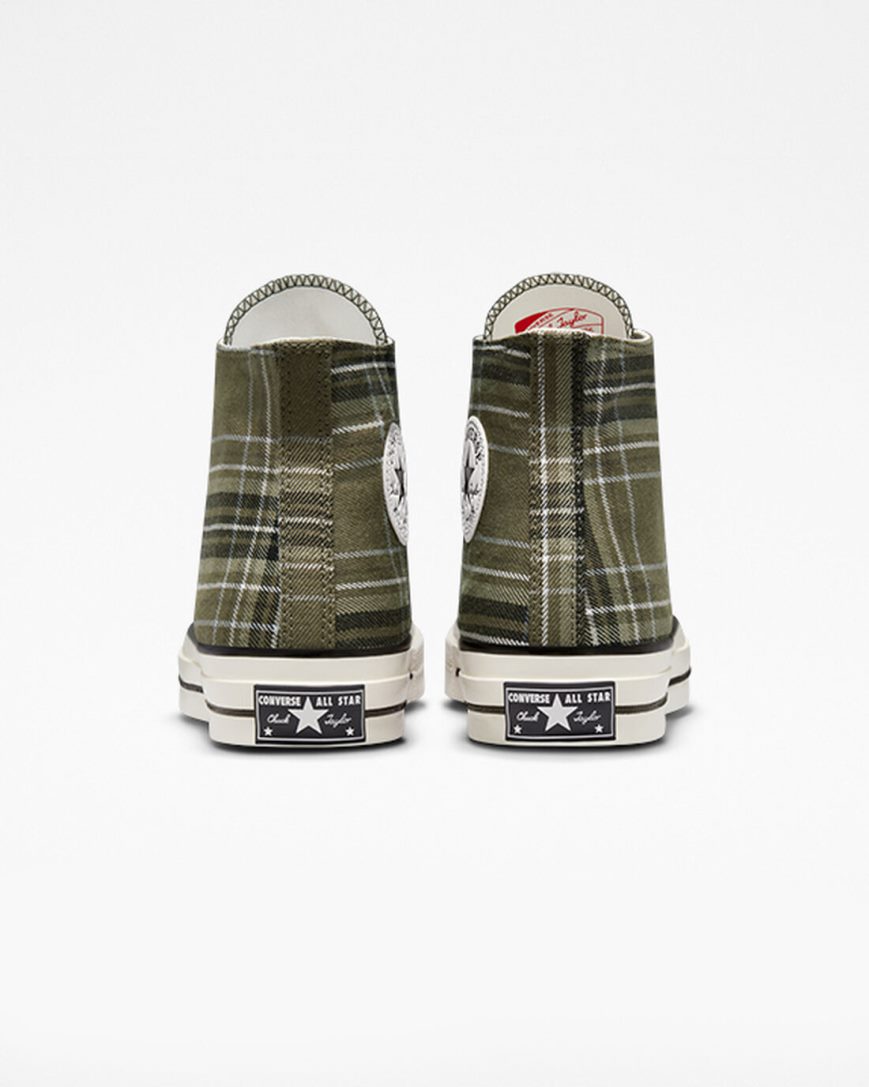 Converse Chuck 70 Tartan Høye Sko Dame Olivengrønne Svarte | 685ICKMRW
