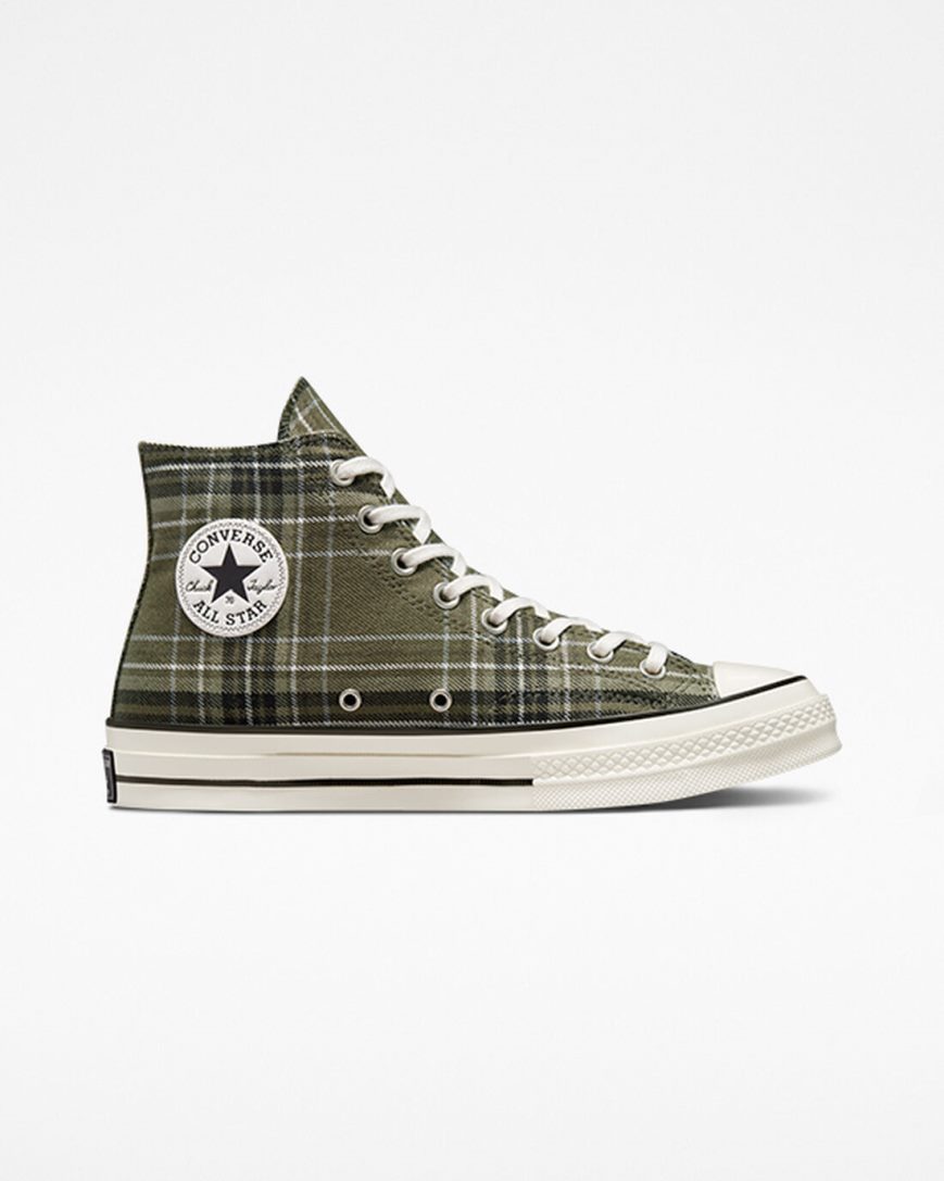 Converse Chuck 70 Tartan Høye Sko Dame Olivengrønne Svarte | 685ICKMRW