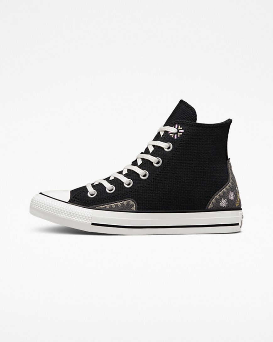 Converse Chuck Taylor All Star Autumn Embroidery Høye Sko Dame Svarte Rosa | 328UOSRVX