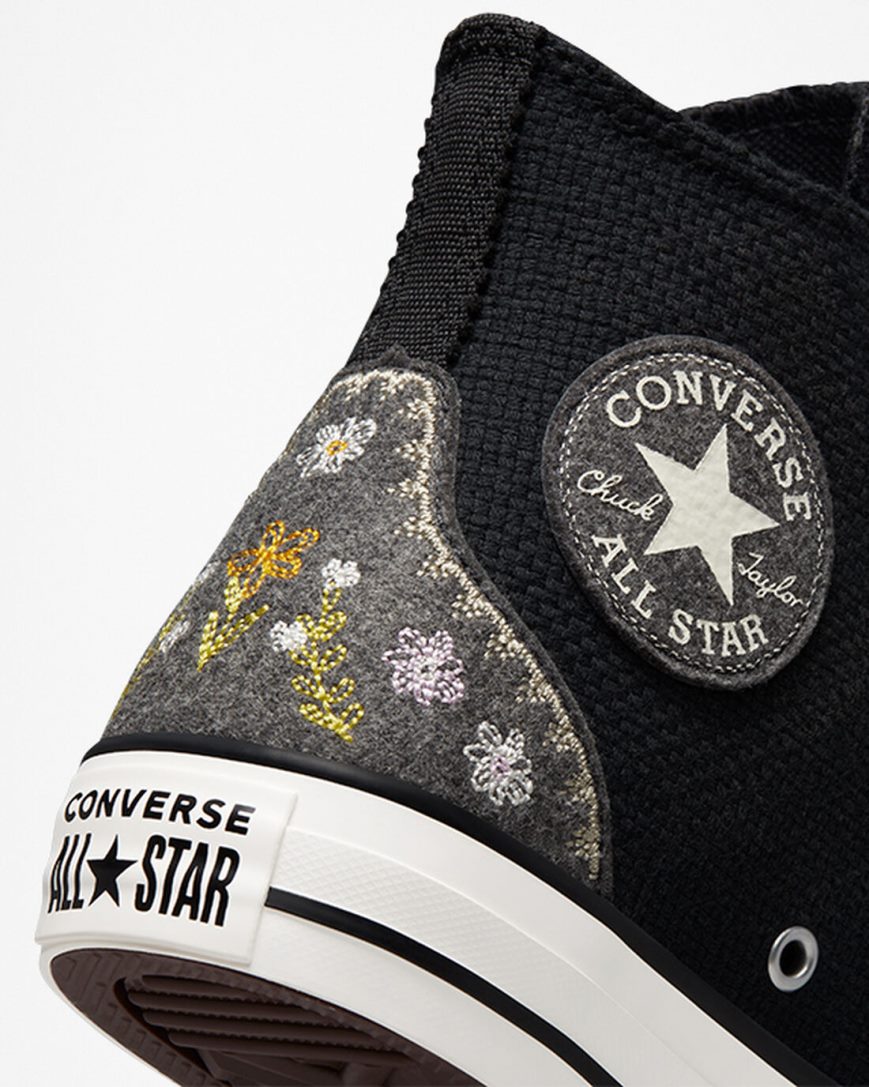 Converse Chuck Taylor All Star Autumn Embroidery Høye Sko Dame Svarte Rosa | 328UOSRVX