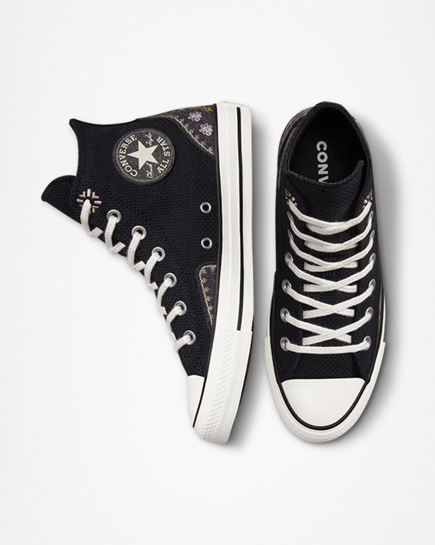 Converse Chuck Taylor All Star Autumn Embroidery Høye Sko Dame Svarte Rosa | 328UOSRVX