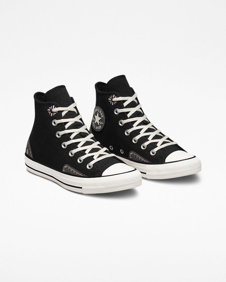 Converse Chuck Taylor All Star Autumn Embroidery Høye Sko Dame Svarte Rosa | 328UOSRVX