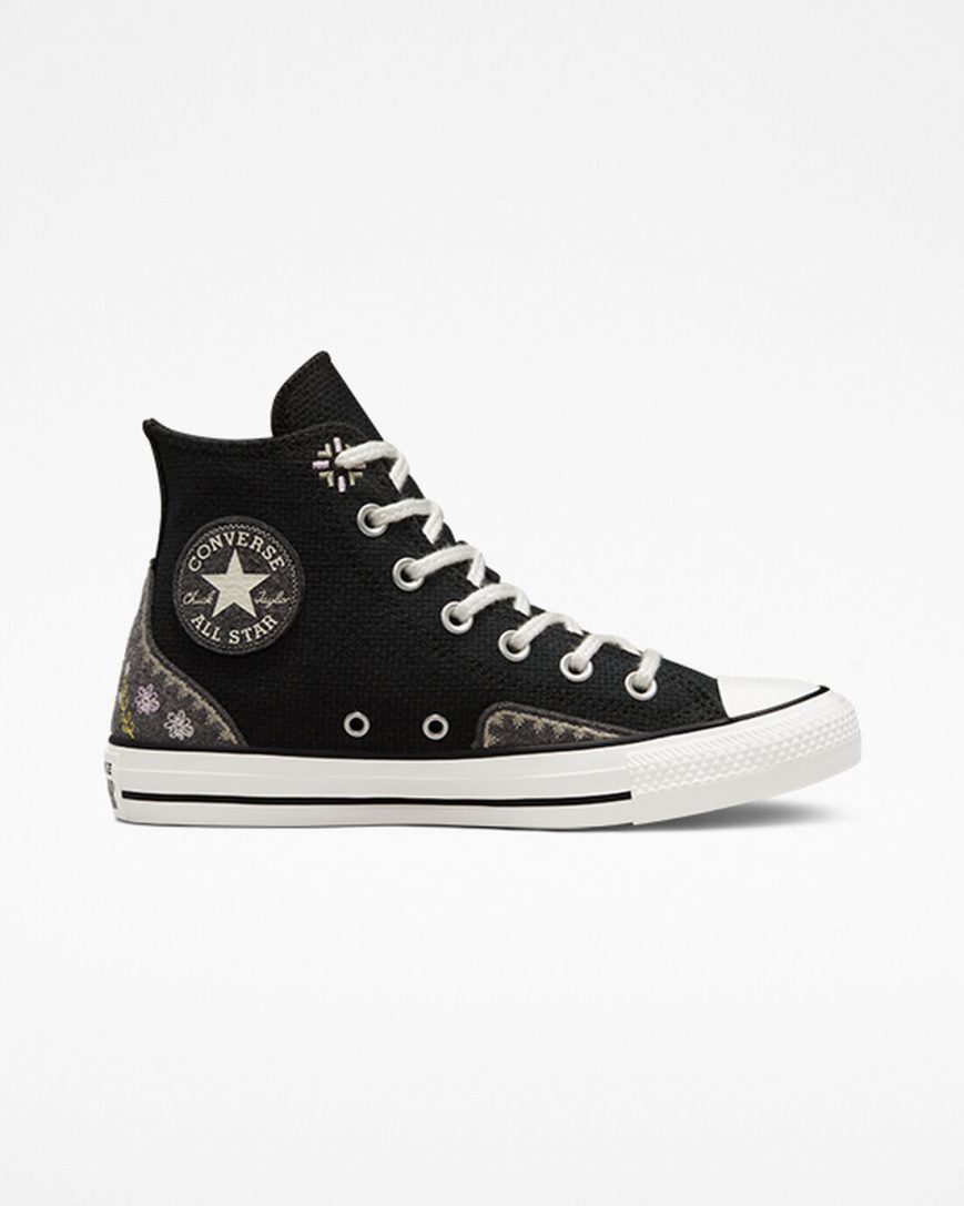 Converse Chuck Taylor All Star Autumn Embroidery Høye Sko Dame Svarte Rosa | 328UOSRVX