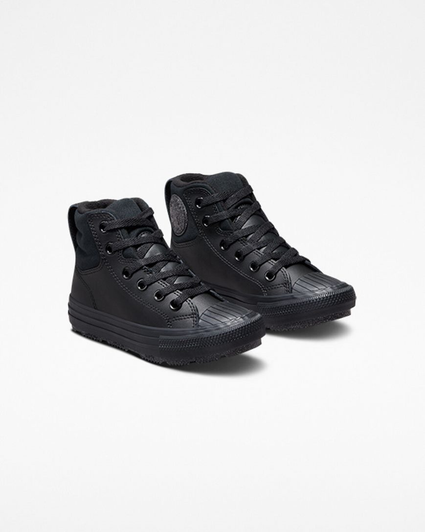 Converse Chuck Taylor All Star Berkshire Boot Lær Høye Sko Gutt Svarte Grå | 619AMQHWT