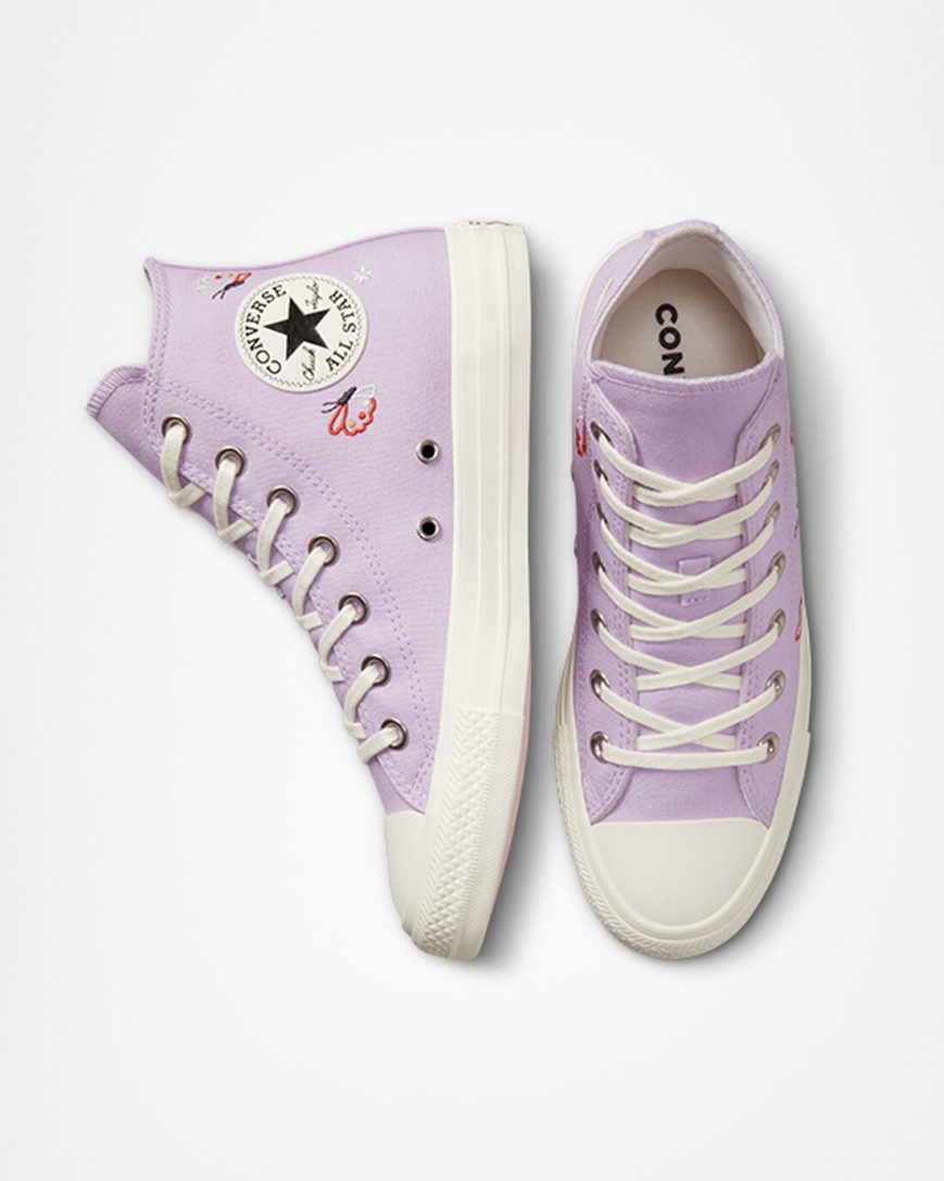 Converse Chuck Taylor All Star Butterfly Wings Høye Sko Dame Lilla Svarte | 159GUCHNY