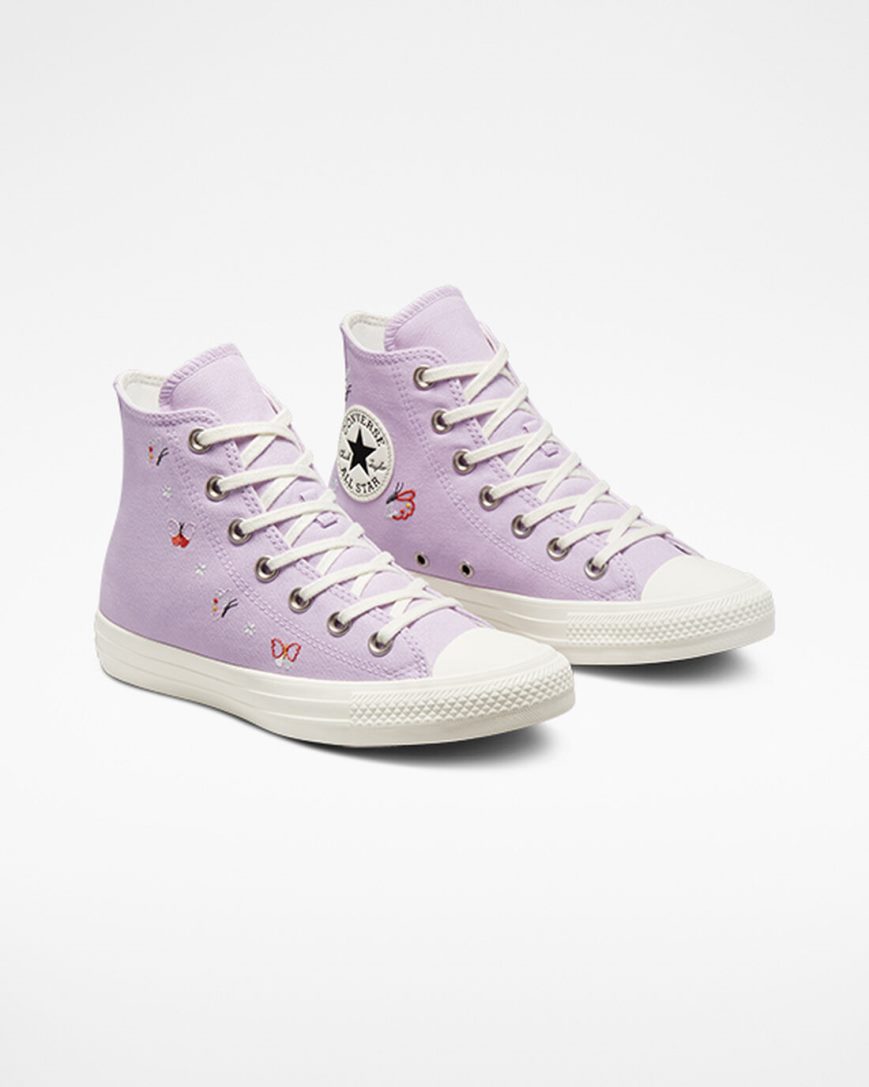 Converse Chuck Taylor All Star Butterfly Wings Høye Sko Dame Lilla Svarte | 159GUCHNY
