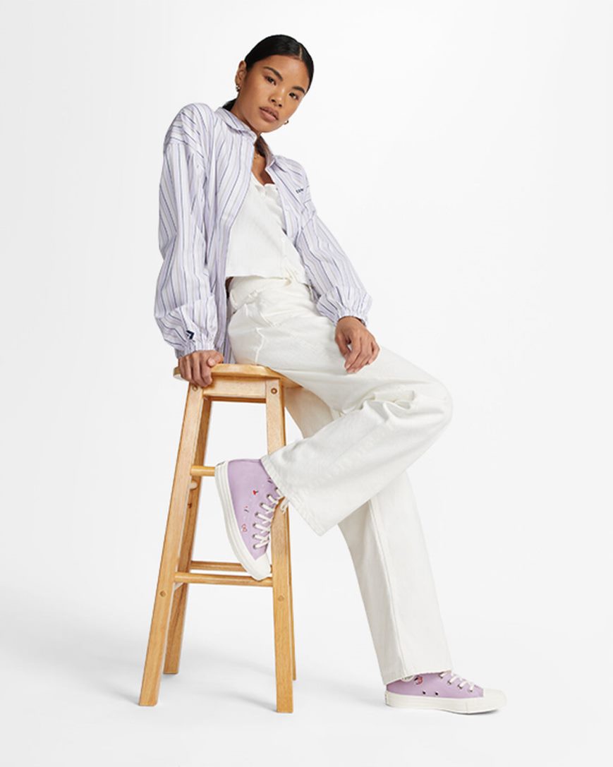 Converse Chuck Taylor All Star Butterfly Wings Høye Sko Dame Lilla Svarte | 159GUCHNY