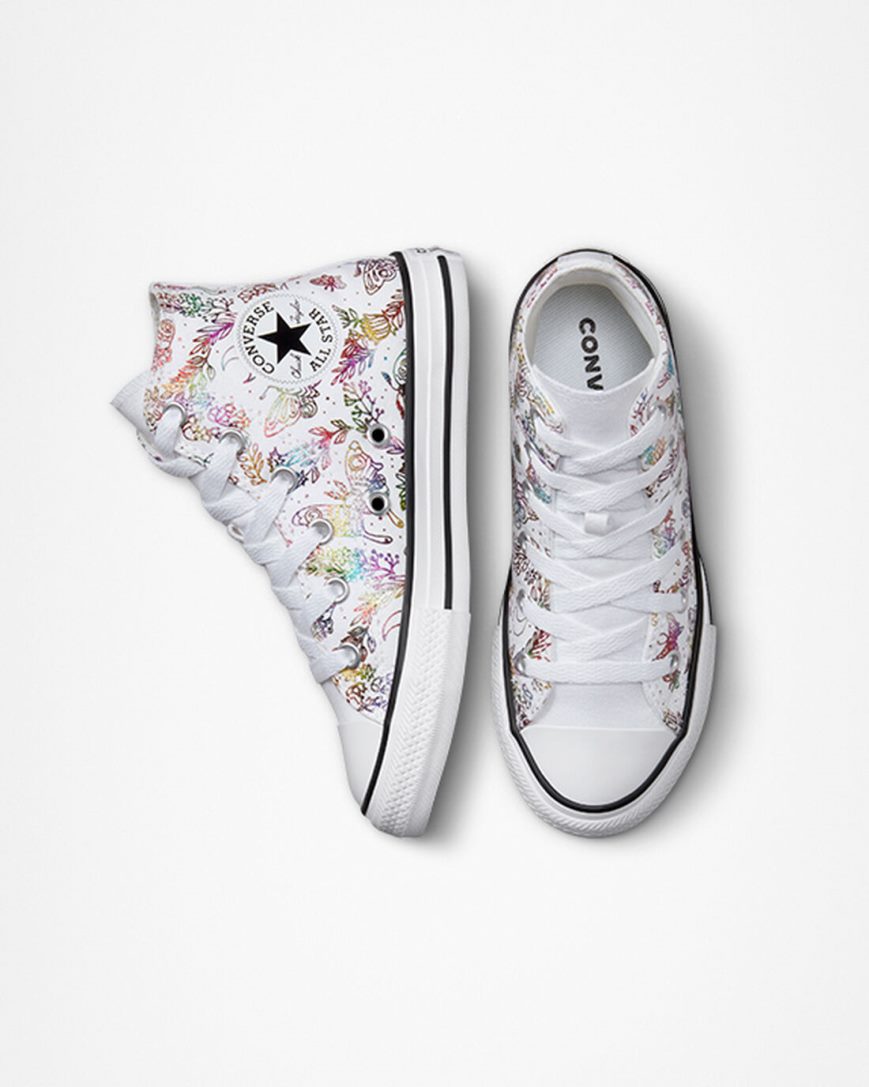 Converse Chuck Taylor All Star Butterfly Shine Høye Sko Jente Hvite Rosa Lilla Blå | 714XYHBKF