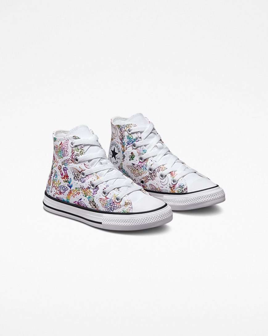 Converse Chuck Taylor All Star Butterfly Shine Høye Sko Jente Hvite Rosa Lilla Blå | 714XYHBKF