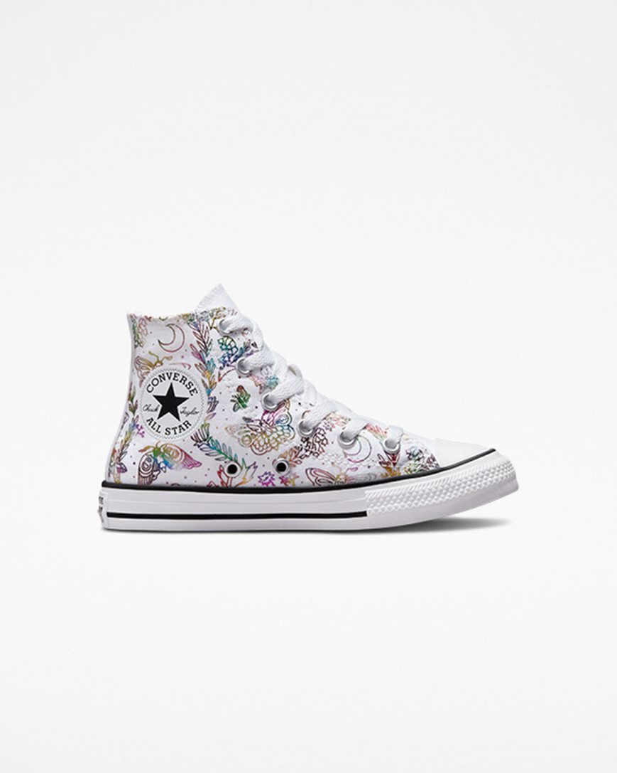Converse Chuck Taylor All Star Butterfly Shine Høye Sko Jente Hvite Rosa Lilla Blå | 714XYHBKF