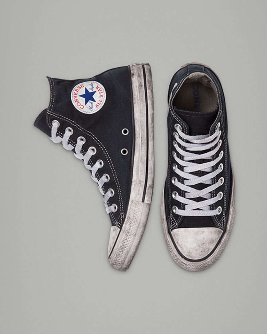 Converse Chuck Taylor All Star Canvas Smoke Høye Sko Dame Svarte Hvite | 753CNXHPI