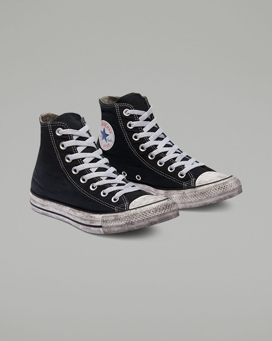 Converse Chuck Taylor All Star Canvas Smoke Høye Sko Dame Svarte Hvite | 753CNXHPI