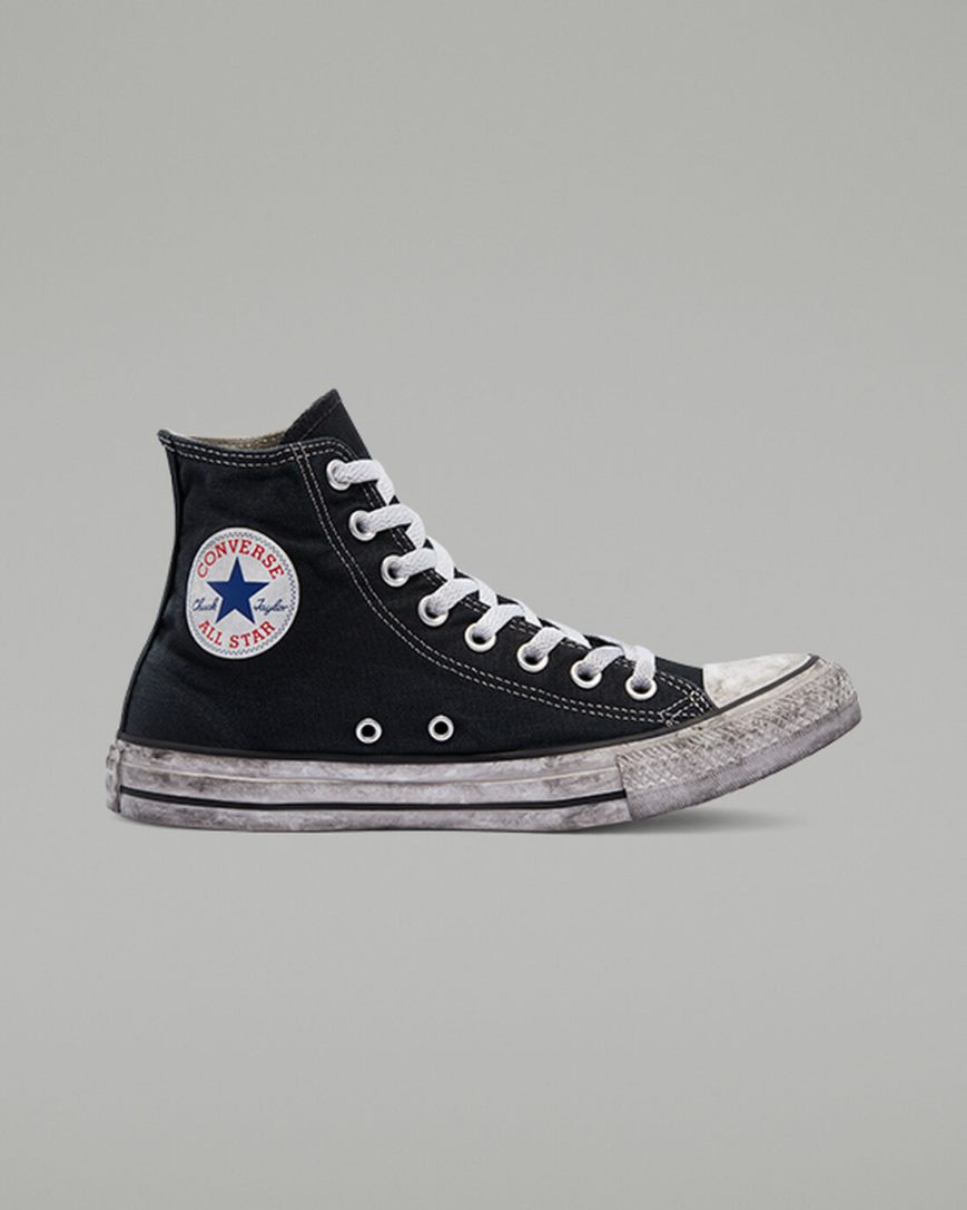 Converse Chuck Taylor All Star Canvas Smoke Høye Sko Dame Svarte Hvite | 753CNXHPI
