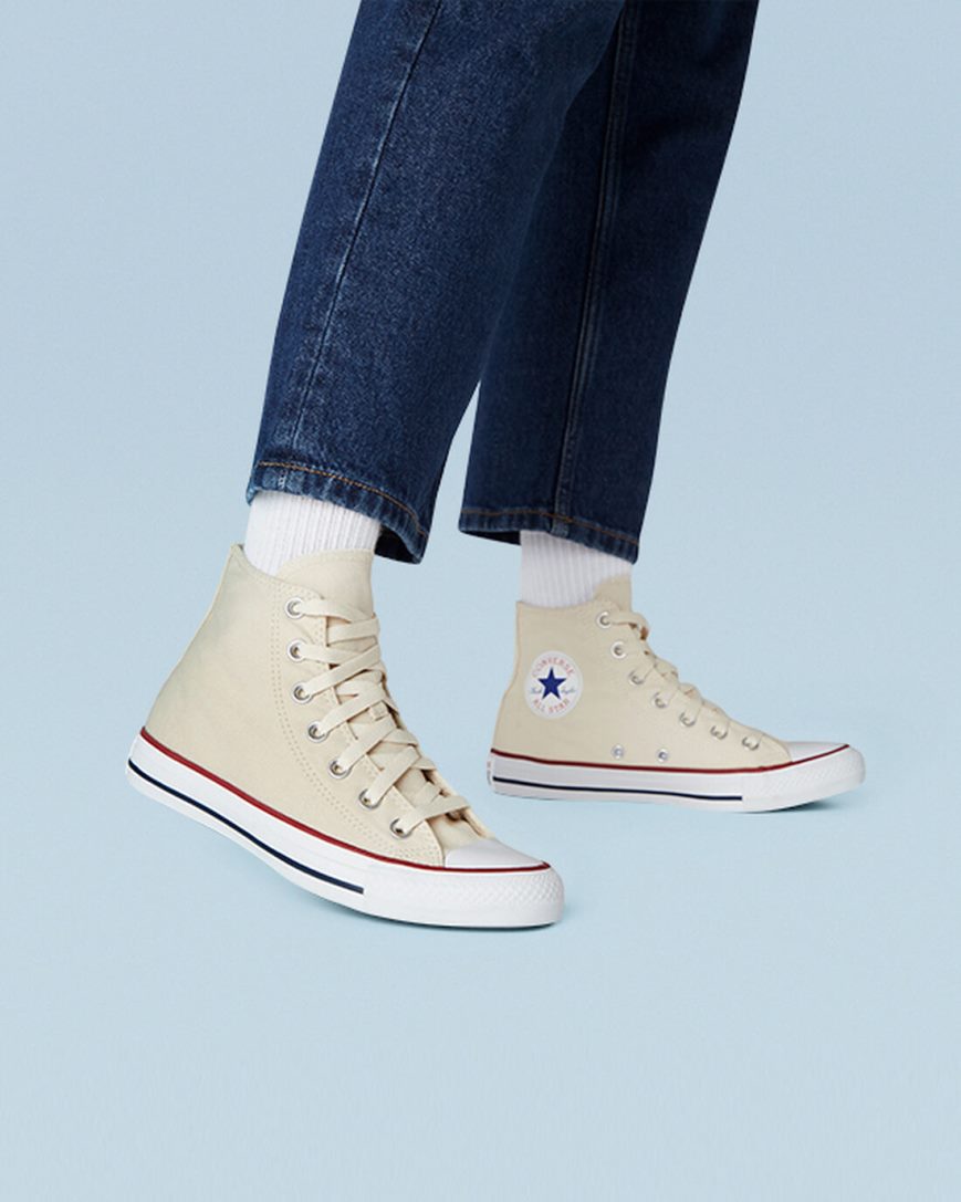 Converse Chuck Taylor All Star Classic Høye Sko Dame Beige Hvite | 749BMHIAS