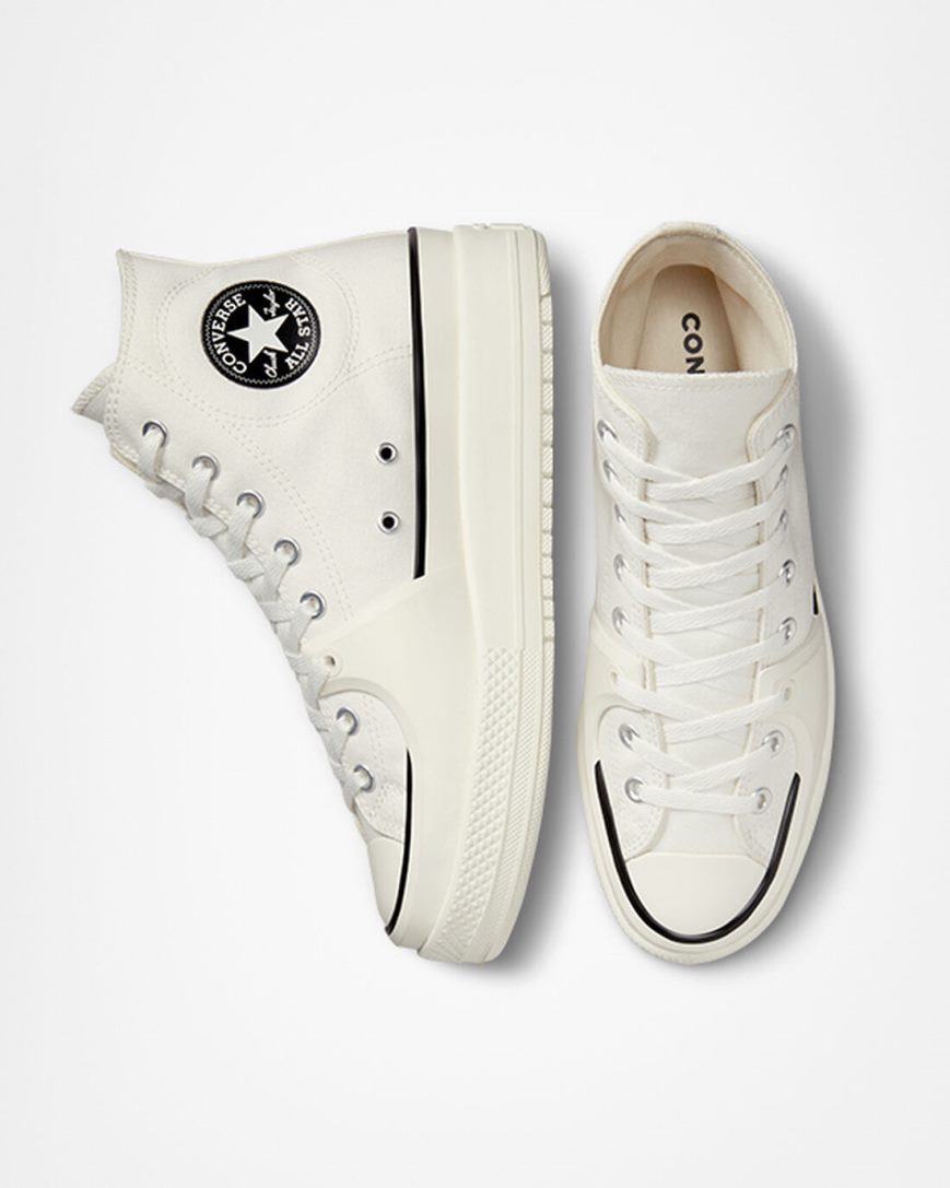 Converse Chuck Taylor All Star Construct Høye Sko Dame Hvite Svarte | 065ERWLZO