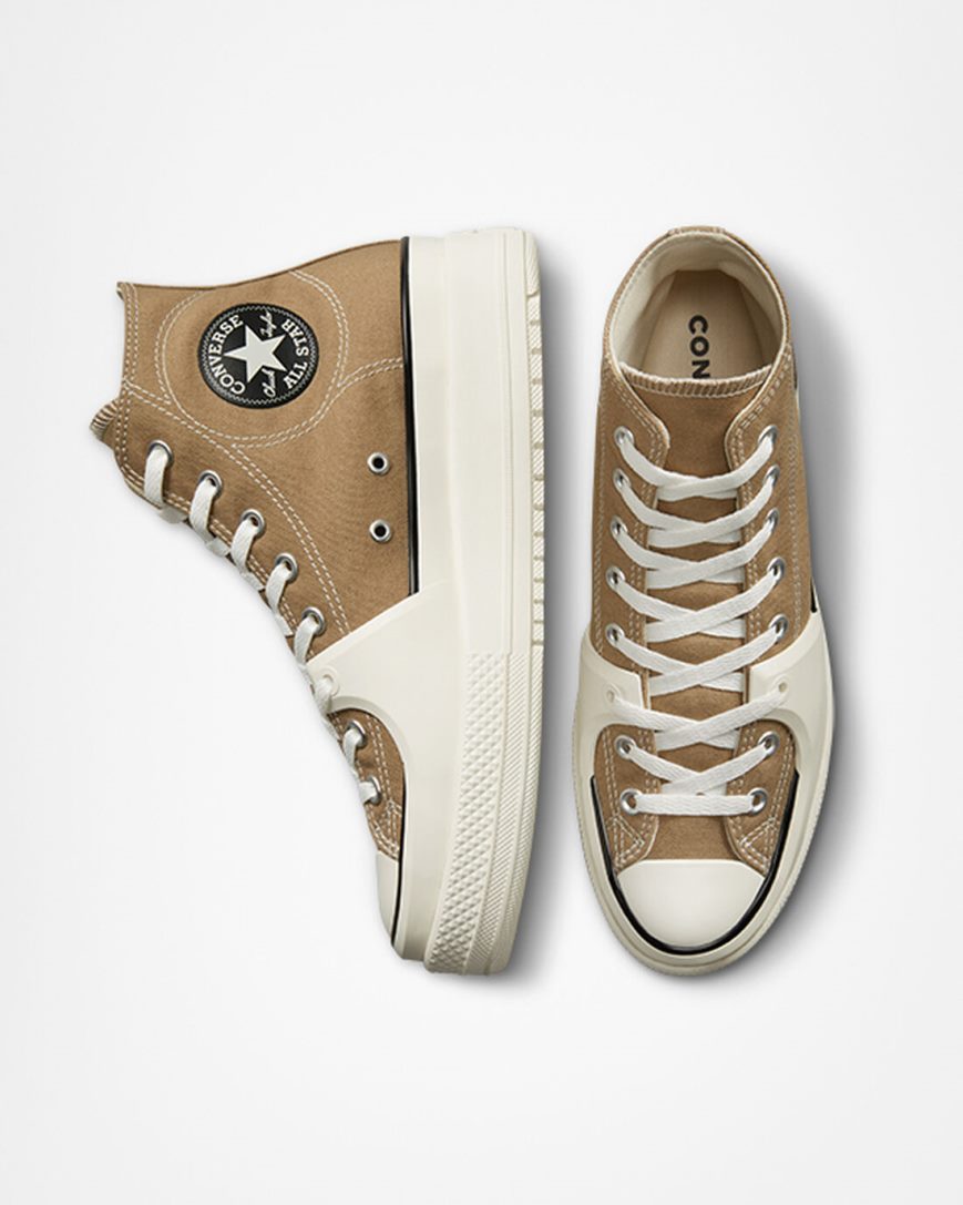 Converse Chuck Taylor All Star Construct Høye Sko Dame Khaki Svarte | 720SRCXOF