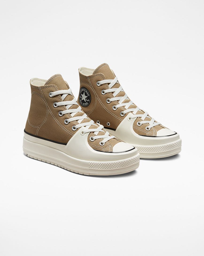 Converse Chuck Taylor All Star Construct Høye Sko Dame Khaki Svarte | 720SRCXOF