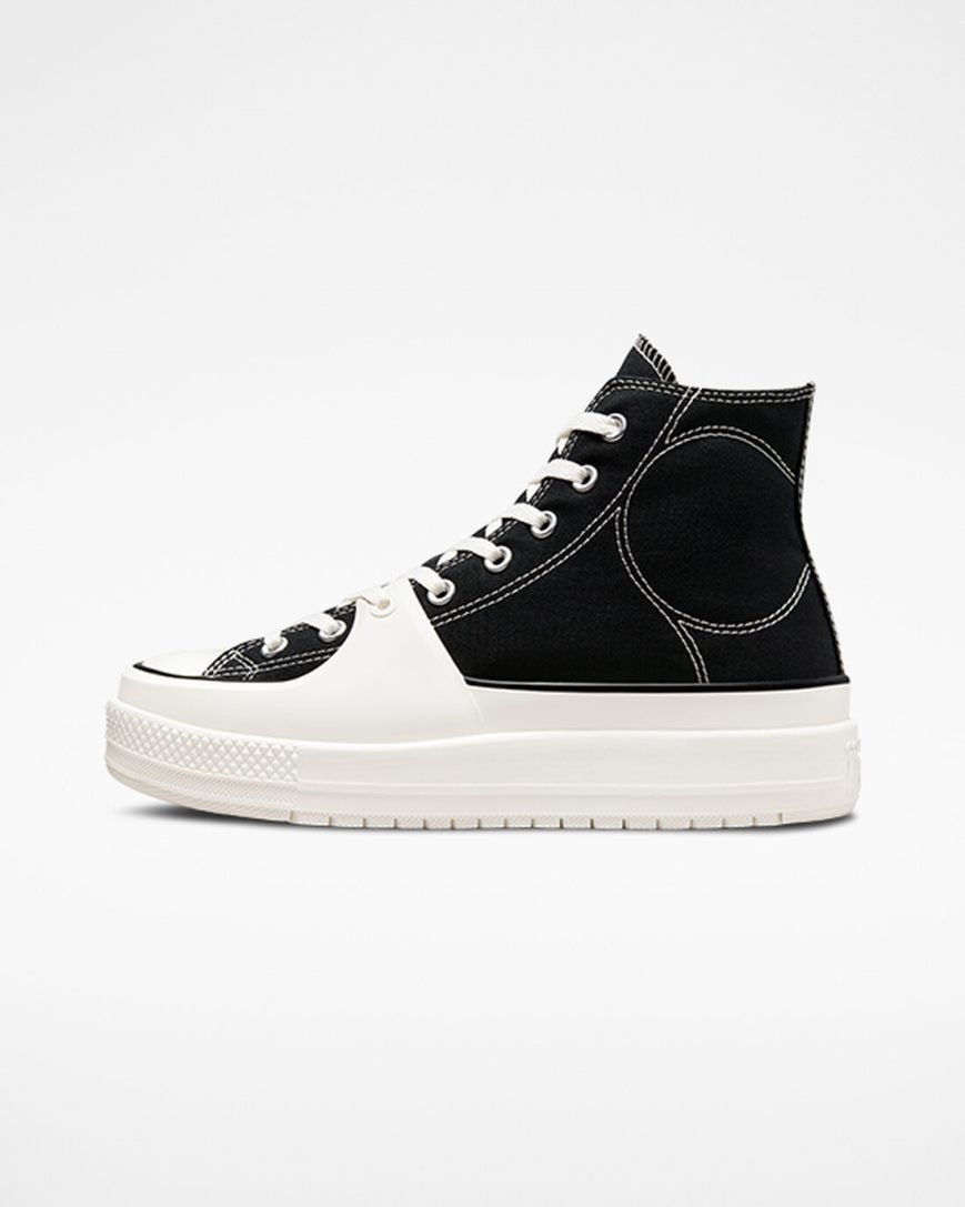 Converse Chuck Taylor All Star Construct Høye Sko Dame Svarte Hvite | 824OKCWZD