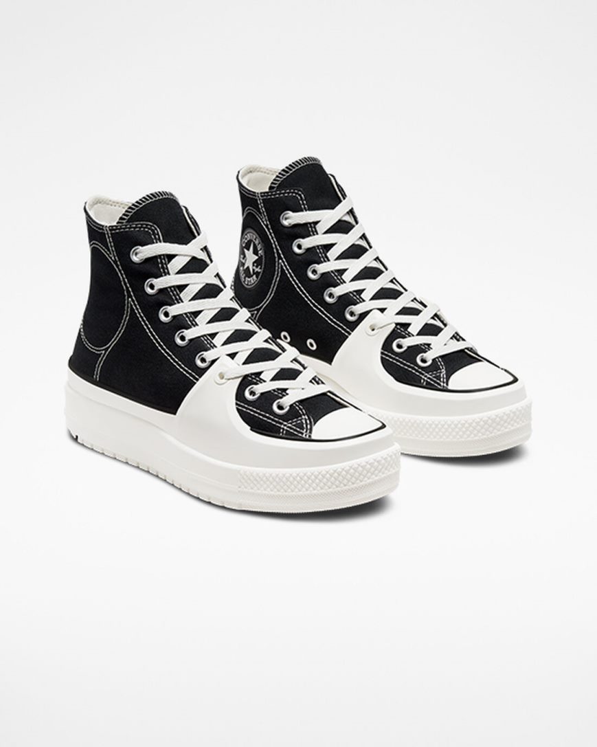 Converse Chuck Taylor All Star Construct Høye Sko Dame Svarte Hvite | 824OKCWZD
