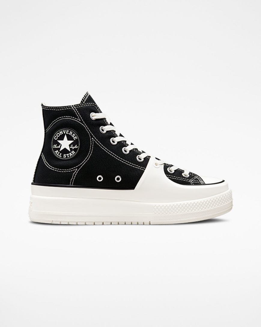 Converse Chuck Taylor All Star Construct Høye Sko Dame Svarte Hvite | 824OKCWZD