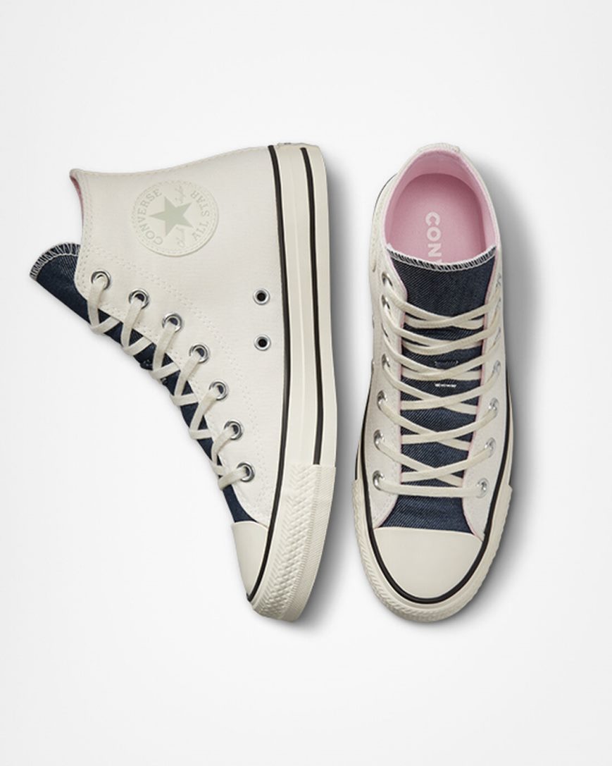 Converse Chuck Taylor All Star Denim Høye Sko Dame Beige Marineblå Olivengrønne | 759MBNAIG