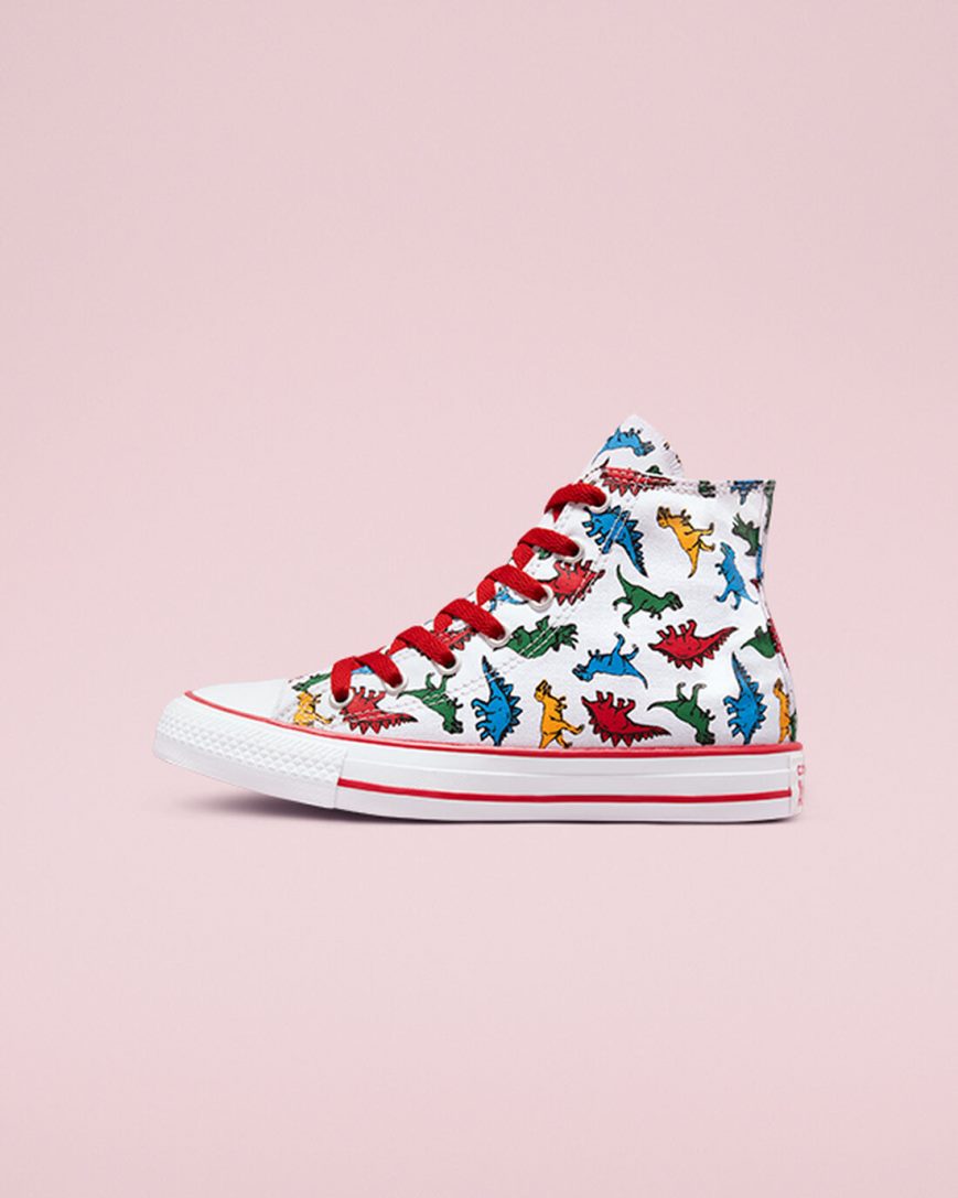 Converse Chuck Taylor All Star Dinosaurs Høye Sko Gutt Hvite Rød Blå | 295DWNIRC