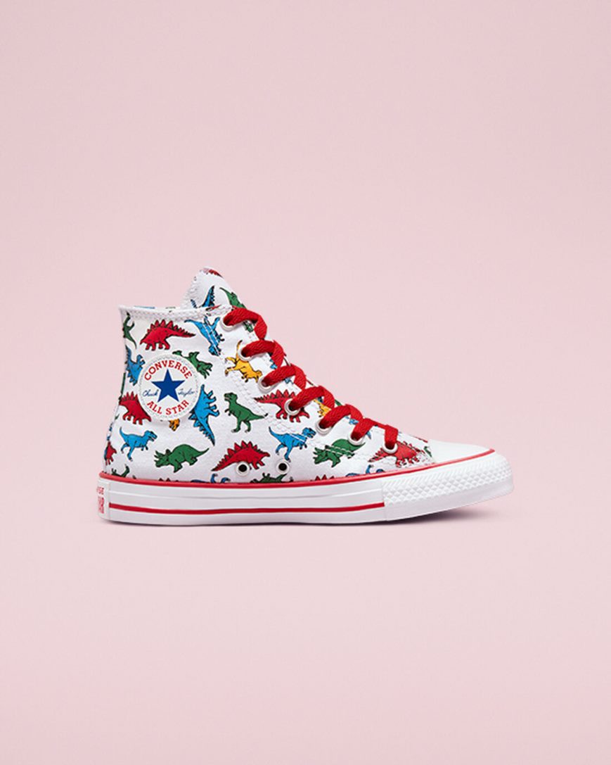 Converse Chuck Taylor All Star Dinosaurs Høye Sko Gutt Hvite Rød Blå | 295DWNIRC