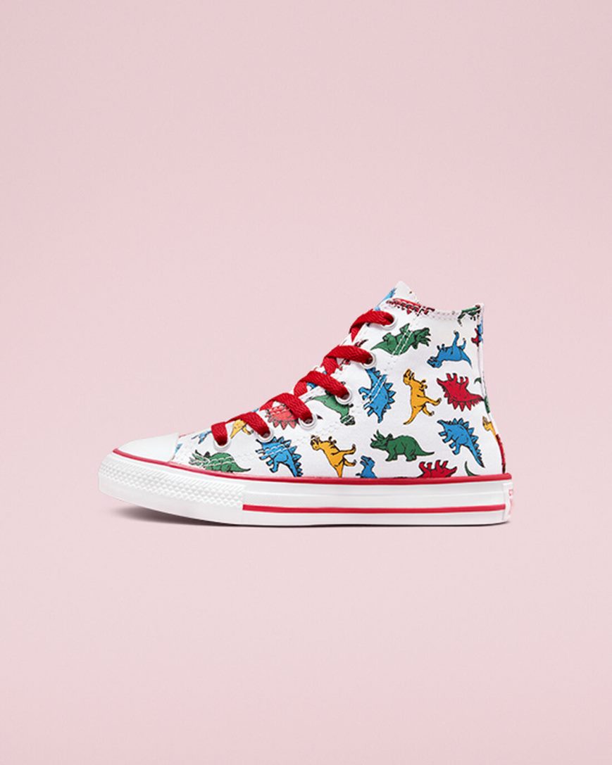 Converse Chuck Taylor All Star Dinosaurs Høye Sko Jente Hvite Rød Blå | 961IPGOXF