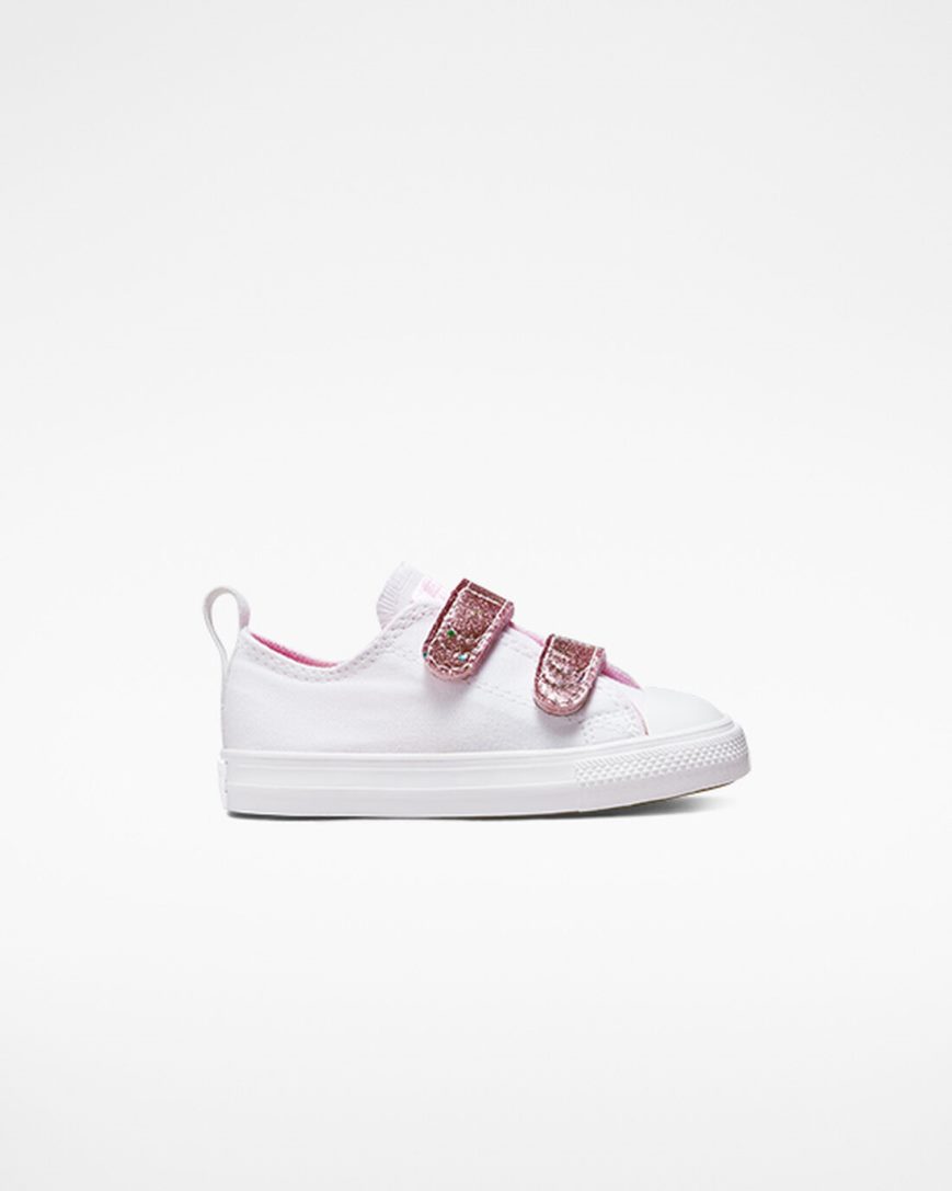 Converse Chuck Taylor All Star Easy-On Glitter Reima Lave Sko Jente Hvite Oransje Rosa Hvite | 076BDGUNM