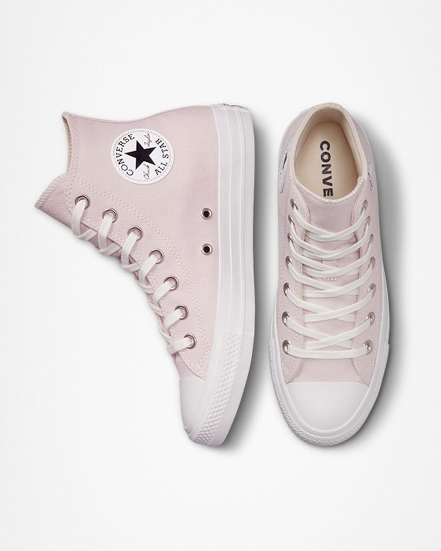 Converse Chuck Taylor All Star Embroidered Crystals Høye Sko Dame Rosa Hvite | 619GZXUYP