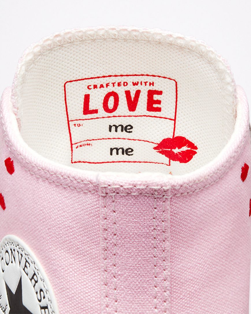 Converse Chuck Taylor All Star Embroidered Lips Høye Sko Dame Rosa Hvite | 632ENSWXI