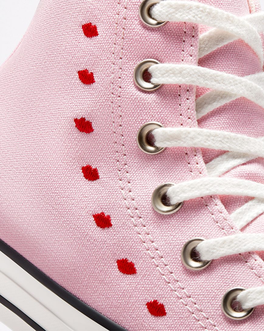 Converse Chuck Taylor All Star Embroidered Lips Høye Sko Dame Rosa Hvite | 632ENSWXI