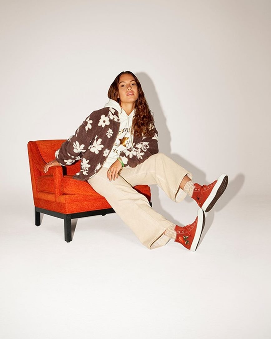 Converse Chuck Taylor All Star Embroidered Roses Høye Sko Dame Oransje | 845HVMDZO