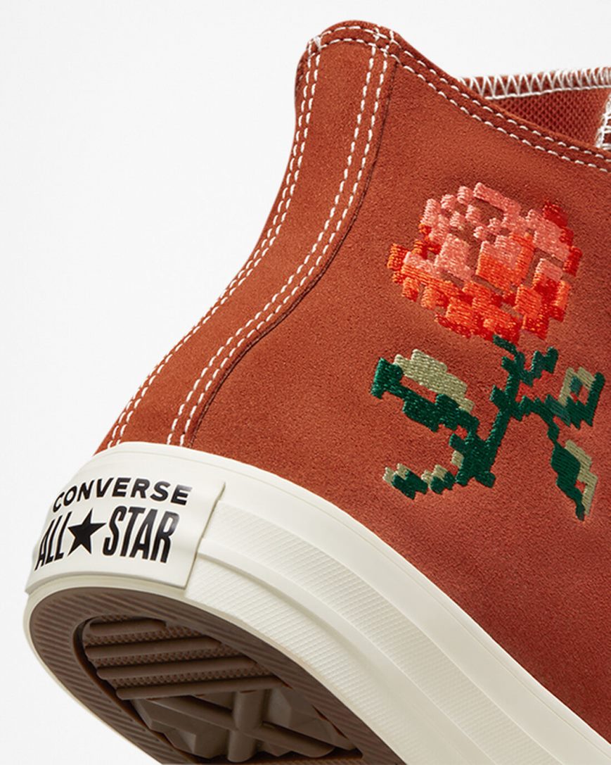 Converse Chuck Taylor All Star Embroidered Roses Høye Sko Dame Oransje | 845HVMDZO