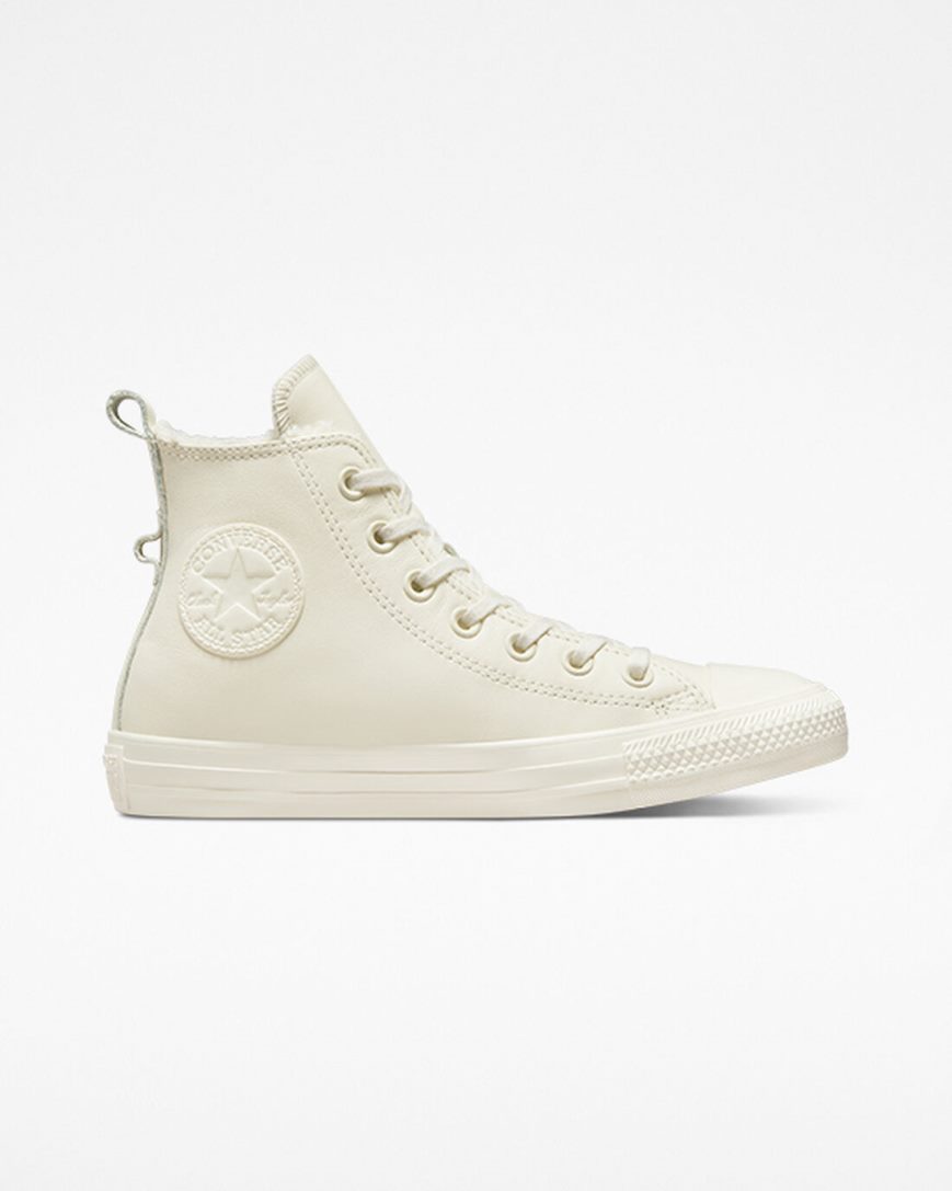 Converse Chuck Taylor All Star Forede Lær Høye Sko Dame Beige | 714QTCZVL