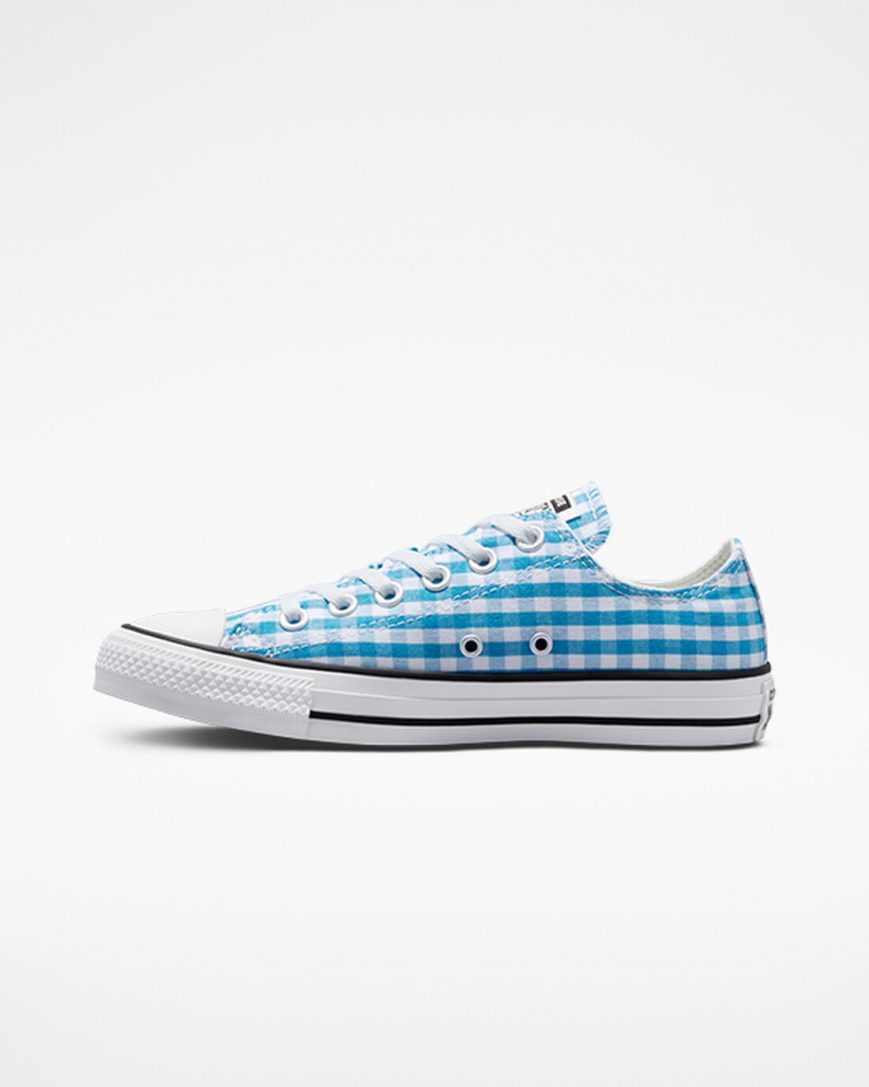 Converse Chuck Taylor All Star Gingham Lave Sko Dame Blå Hvite Svarte | 062ECTYZU