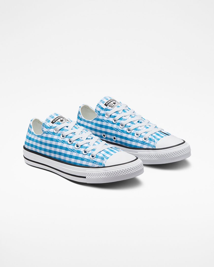 Converse Chuck Taylor All Star Gingham Lave Sko Dame Blå Hvite Svarte | 062ECTYZU