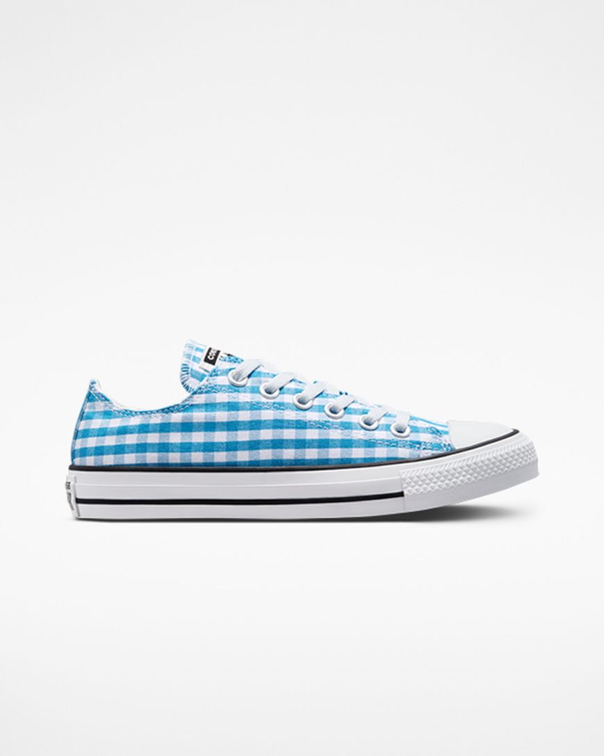 Converse Chuck Taylor All Star Gingham Lave Sko Dame Blå Hvite Svarte | 062ECTYZU