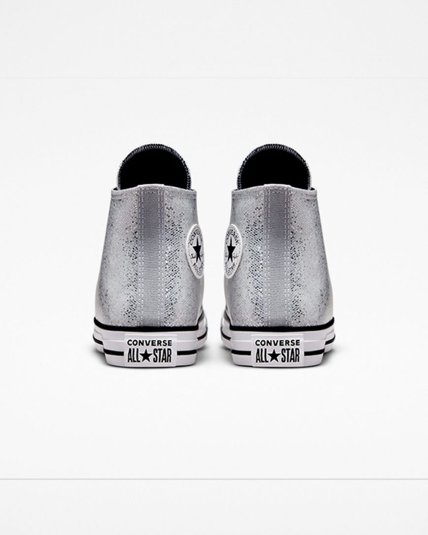 Converse Chuck Taylor All Star Glitter Høye Sko Jente Sølv Grå Svarte | 149GDCZJE