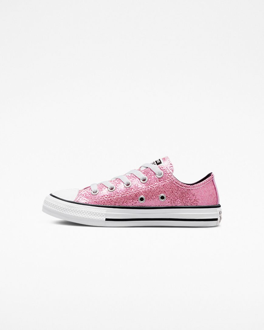 Converse Chuck Taylor All Star Glitter Lave Sko Jente Rosa Svarte | 276EFDXGJ
