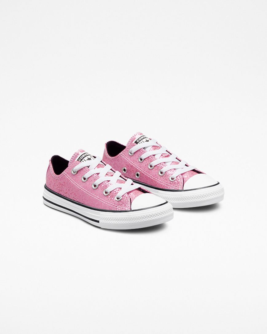 Converse Chuck Taylor All Star Glitter Lave Sko Jente Rosa Svarte | 276EFDXGJ