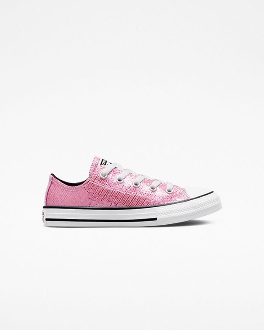 Converse Chuck Taylor All Star Glitter Lave Sko Jente Rosa Svarte | 276EFDXGJ