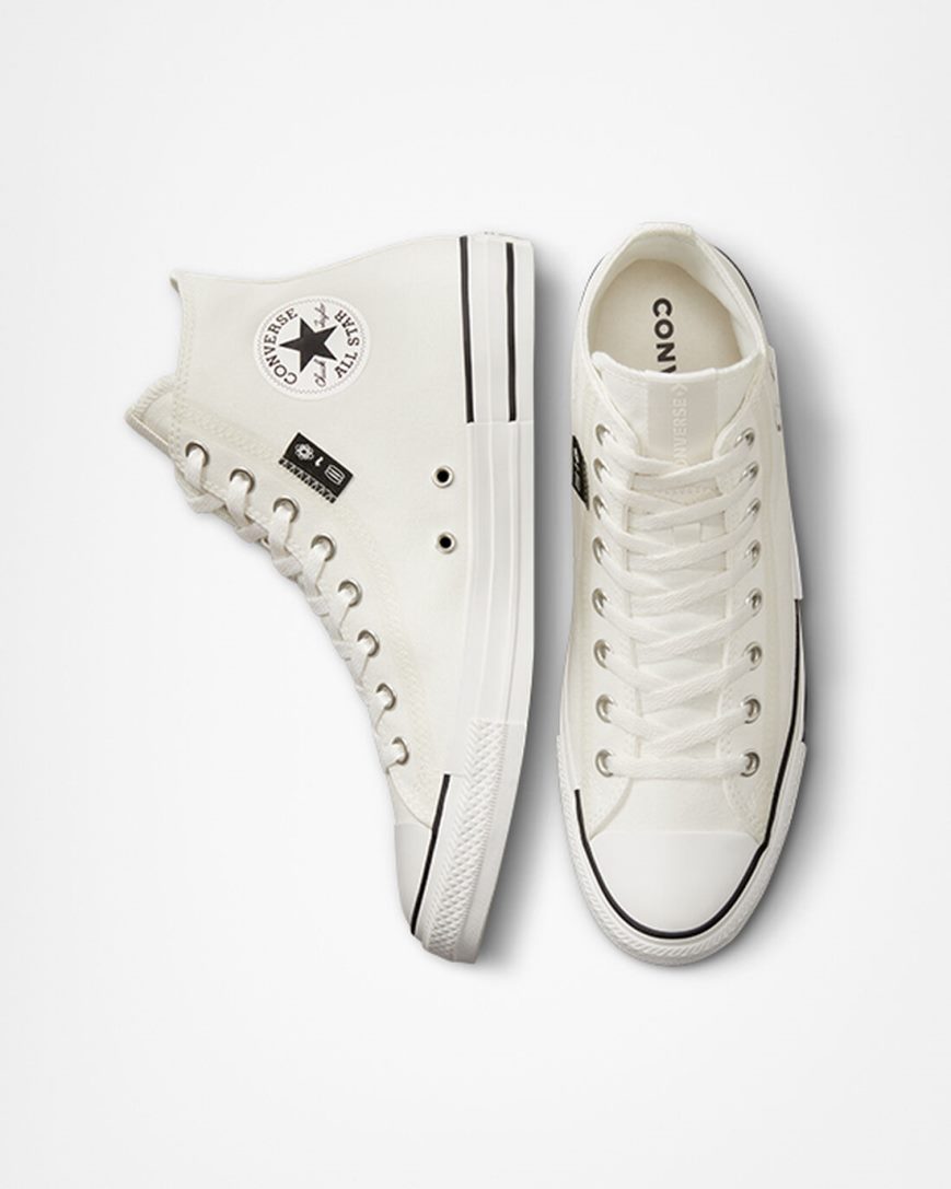 Converse Chuck Taylor All Star Grid Logo Høye Sko Dame Hvite | 259ZXJATC