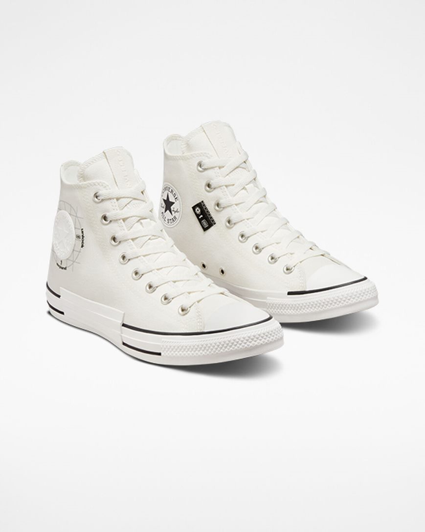 Converse Chuck Taylor All Star Grid Logo Høye Sko Dame Hvite | 259ZXJATC