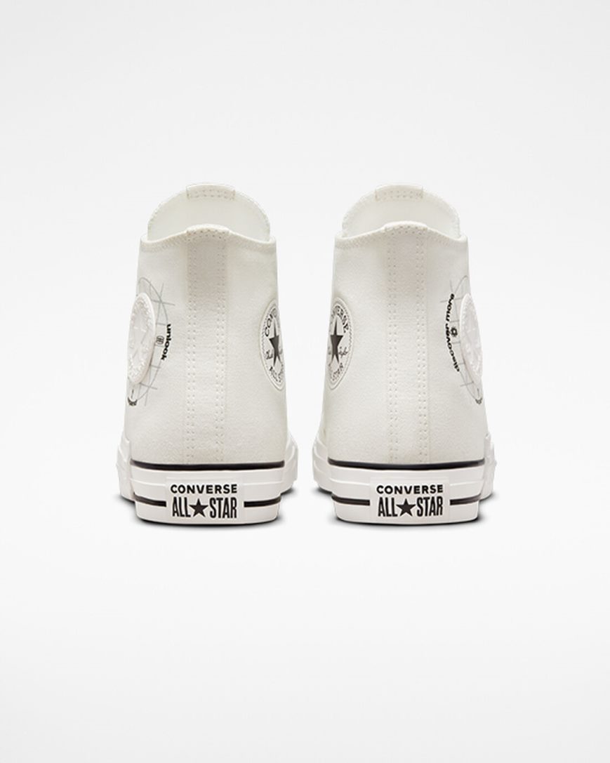 Converse Chuck Taylor All Star Grid Logo Høye Sko Dame Hvite | 259ZXJATC