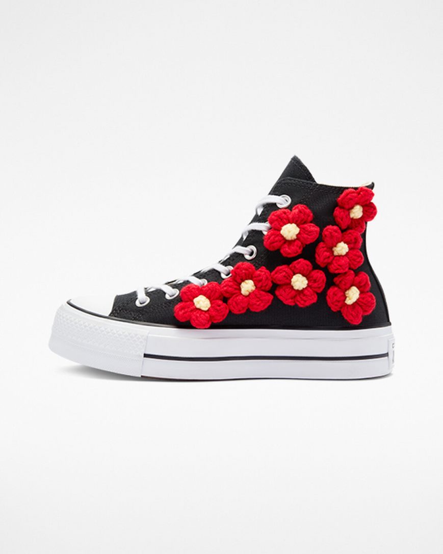 Converse Chuck Taylor All Star Lift 3D Floral Høye Platform Sko Dame Rød Blomster | 743KBNOCV