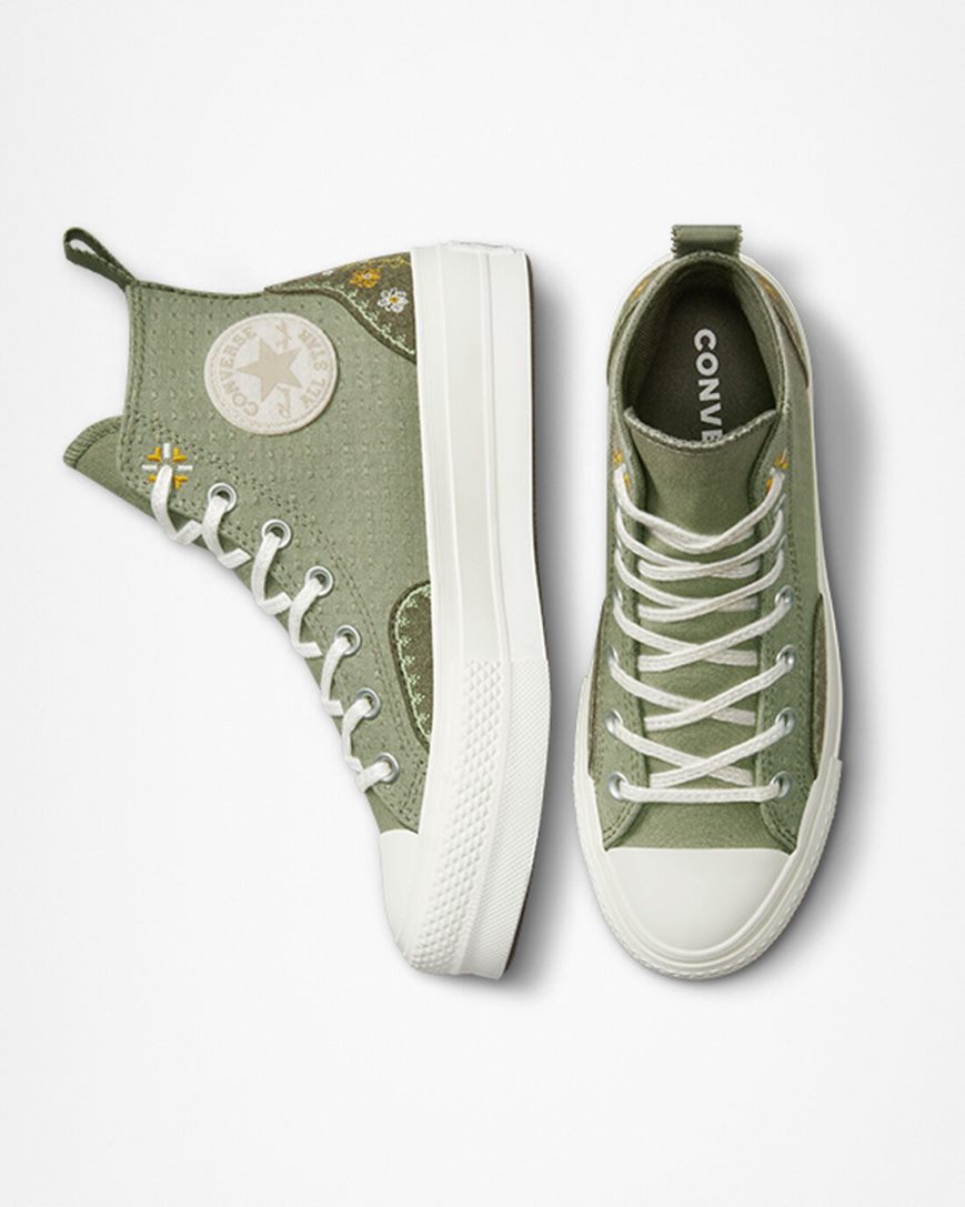 Converse Chuck Taylor All Star Lift Autumn Embroidery Høye Platform Sko Dame Lyse | 852KRLMYA
